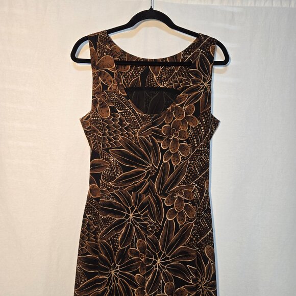 DANA BUCHMAN Y2K Whimsigoth Brown/Black Floral SILK Faux Wrap Tie Dress Size 10. - Picture 4 of 16